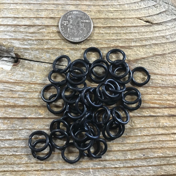 Anodized Aluminum Jump Rings - Black - 3/8 Inch x 14 Guage - Bag of 50 - Stock No. BUCKLE-47