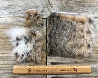 Bobcat Hair on Hide Piece - Choice of Size - Stock No. FUR-34