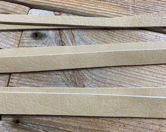 Cream Bullhide Leather Straps - 8-9 Ounce - 17 Inches Long - 1/2 3/4 or 1 Inch Wide - Machine Cut- Bag Handles - Stock No. LSL102