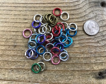 Anodized Aluminum Jump Rings - Rainbow Colors - 3/8 Inch x 14 Guage - Bag of 50 - Stock No. BUCKLE-48