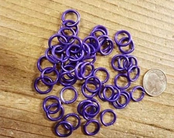 Anodized Aluminum Jump Rings - Purple - 3/8 Inch x 14 Guage - Bag of 50 - Stock No. BUCKLE-59