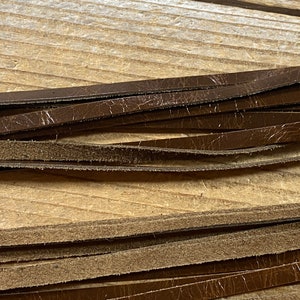 36&quot; Long Chocolate 1/4 Inch Wide Cow Leather - Straight Cut Laces - Lot No. 221215-LLL