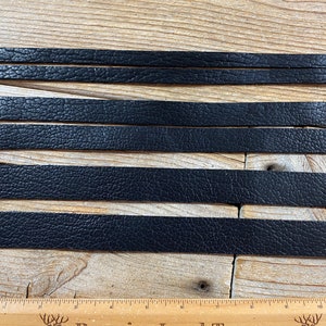 Black Tuscon Bison Leather Straps - 6-7 Ounce - 30 Inches Long - 1/2 3/4 or 1 Inch Wide - Machine Cut- Bag Handles - Stock No. LSL110