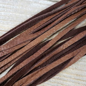 3mm Mahogany Deer Buckskin Laces - 1/8 Inch Wide - Straight Cut Stock No. STRLACE