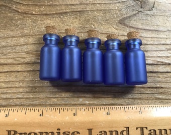 Corked Cobalt Blue Glass Vial - Empty - 2ml - 1 1/3" x 2/3" - Tiny Jar - Stock No. Size #30