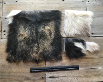 Domestic Goat Hair on Hide Piece - Choice of Size - Stock No. FUR-47