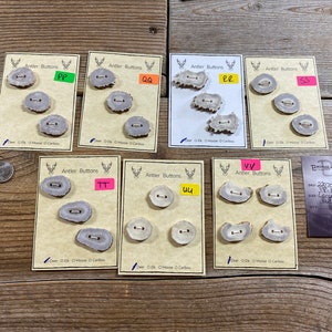 Deer Antler Buttons - Large Buttons - Choice of Card - Lot No. BC220705 PP-VV