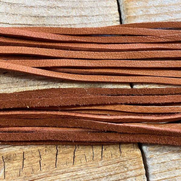 2mm Tobacco Deer Buckskin Laces 10 pieces  - 24" Long - Straight Cut - Stock No. LSL024