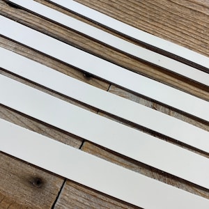 White Designer Latigo Straps - 6-7 Ounce - 29 Inches Long - 1/2 3/4 or 1 Inch Wide - Machine Cut- Bag Handles - Stock No. LSL112