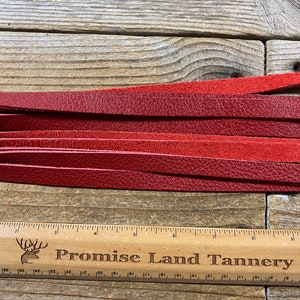 Buckskin Lace - Scarlet Moto Chap Cow Leather - 1/2 Inch Wide - Straight Cut - Lot No. 210929-M