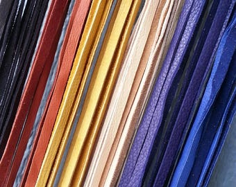 Straight Cut Deer Buckskin Laces - 1/4 Inch 6mm Wide - Choice of Leather Color - Stock Lace