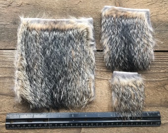 Grey Fox Hair on Hide Piece - Choice of Size - Stock No. FUR-51