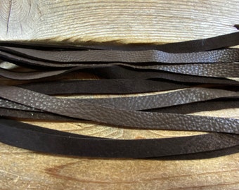 12mm Dark Chocolate Deer Buckskin Laces - 1/2 Inch Wide - Straight Cut - Choice of Package Size Stock No. STRLACE