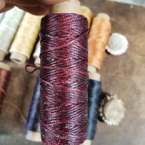Heavy Flat Waxed Thread - 98 Ft/30m Spool - Choice of Color- Leather Sewing Thread - Stock No. THREAD 9- Burgundy