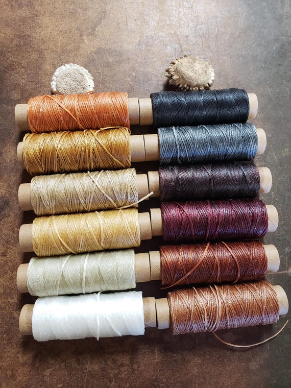 Heavy Flat Waxed Thread - 98 Ft/30m Spool - Choice of Color- Leather Sewing Thread - Stock No. THREAD