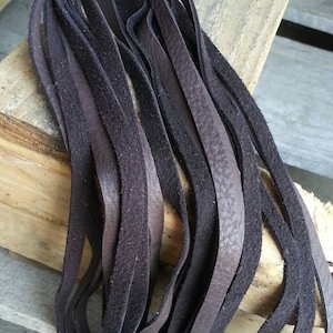 6mm Dark Chocolate Brown Deer Buckskin Laces - 1/4 Inch Wide Straight Cut Stock No. STRLACE