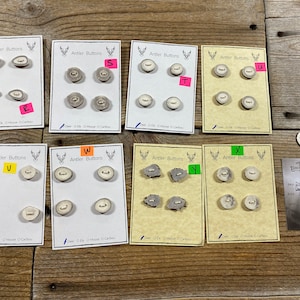 Deer Antler Buttons - Medium - Choice of Card - Lot No. BC211027-R to Y