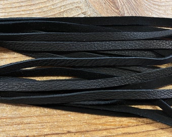 6mm Black Deer Buckskin Laces - 1/4 Inch Wide - Straight Cut - Choice of Package Size Stock No. STRLACE