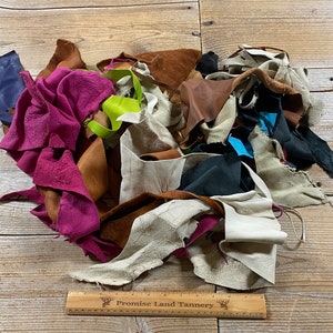 Salvaged Leather Scraps - Real Leather Pieces - 2 Pound Bag - Lot No. 230709-M