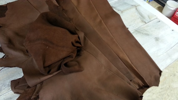 Chocolate Calf Buckskin Leather Hide - Choice of Size - Stock No. L-CCALF
