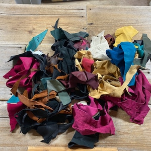 Salvaged Leather Scraps - Real Leather Pieces - 2 Pound Bag - Lot No. 230709-N