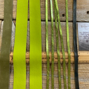 Assorted Green Leather Strips - 9 Pieces - Lot No. 220220-RRR
