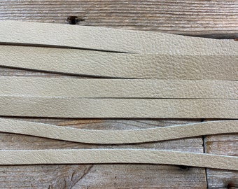 Cream Bullhide Leather Straps - 8-9 Ounce - 31 Inches Long - 1/2 3/4 or 1 Inch Wide - Machine Cut- Bag Handles - Stock No. LSL103