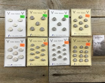 Deer Antler Buttons - Small - Choice of Card - Lot No. BC200814-RR to ZZ