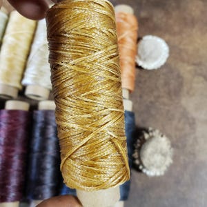 Heavy Flat Waxed Thread - 98 Ft/30m Spool - Choice of Color- Leather Sewing Thread - Stock No. THREAD 5- Khaki