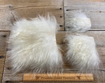 Angora Goat Hair on Hide Piece - Choice of Size - Stock No. FUR-48