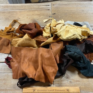 Salvaged Leather Scraps - Real Leather Pieces - 2 Pound Bag - Lot No. 230709-P