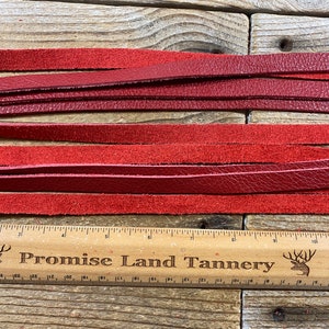 Buckskin Lace - Scarlet Moto Chap Cow Leather - 1/2 Inch Wide - Straight Cut - Lot No. 210929-N