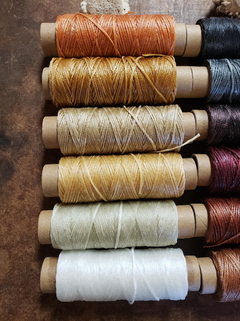 Heavy Flat Waxed Thread - 98 Ft/30m Spool - Choice of Color- Leather Sewing Thread - Stock No. THREAD image 2