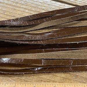36&quot; Long Chocolate 1/4 Inch Wide Cow Leather - Straight Cut Laces - Lot No. 221215-ZZZ