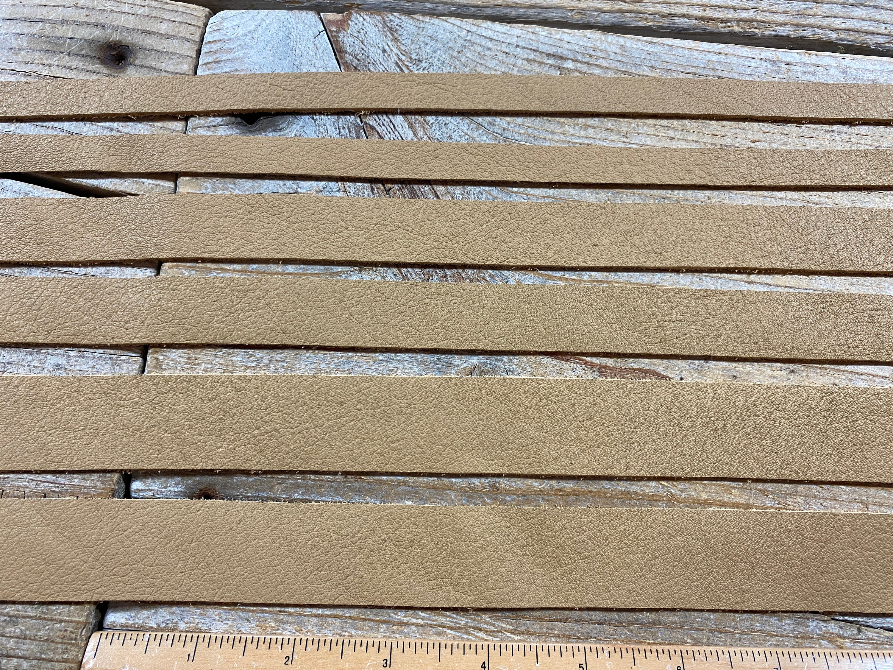 Camel Alpha Cowhide Leather Straps - 2.5-3 Ounce - 15 Inches Long - 1/2 3/4 or 1 Inch Wide - Machine Cut - Bag Handles - Stock No. LSL123