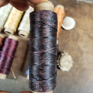 Heavy Flat Waxed Thread - 98 Ft/30m Spool - Choice of Color- Leather Sewing Thread - Stock No. THREAD 10- Dark Brown