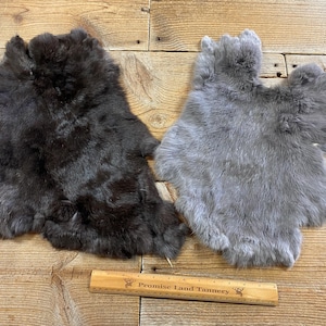 Bulk Lot of 2 Assorted Craft Quality Rabbit Hides - As Shown - Lot No. 241027-LL