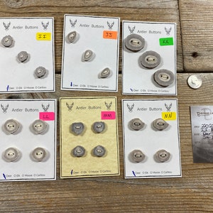 Deer Antler Buttons - Small-Extra Large Buttons - Choice of Card - Lot No. BC220125-II-NN
