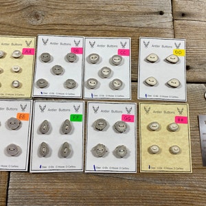 Deer Antler Buttons - Small-Medium Buttons - Choice of Card - Lot No. BC220125-AA-HH