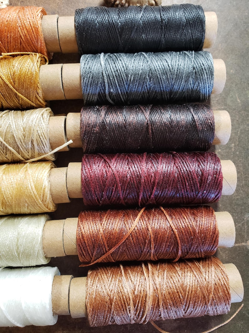 Heavy Flat Waxed Thread - 98 Ft/30m Spool - Choice of Color- Leather Sewing Thread - Stock No. THREAD image 3