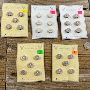 Deer Antler Buttons - Small-Medium - Choice of Card - Lot No. BC210913-L to P