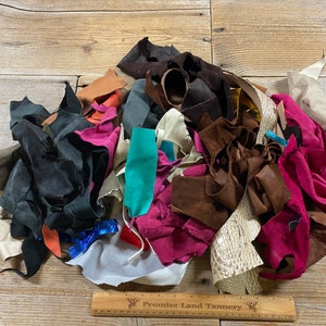Salvaged Leather Scraps - Real Leather Pieces - 2 Pound Bag - Lot No. 230709-O