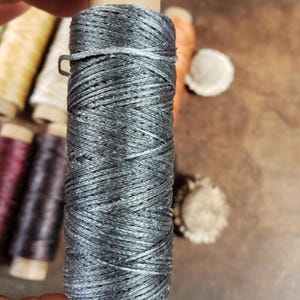 Heavy Flat Waxed Thread - 98 Ft/30m Spool - Choice of Color- Leather Sewing Thread - Stock No. THREAD 11- Medium Grey