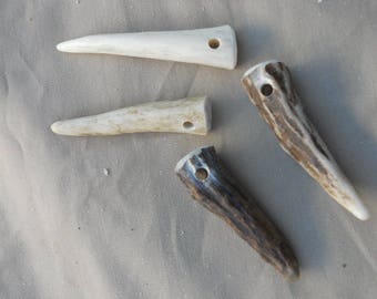 Small Drilled Antler Tips or Points for Pendants Etc- 5 Assorted Pieces- PICK Your SIZE