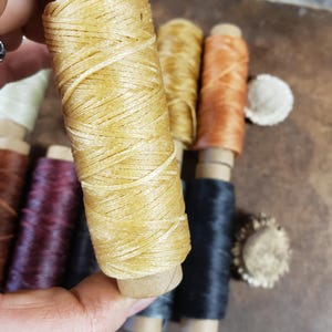 Heavy Flat Waxed Thread - 98 Ft/30m Spool - Choice of Color- Leather Sewing Thread - Stock No. THREAD 3- Butter