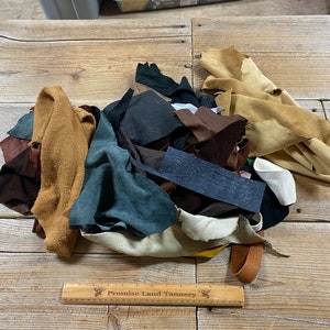 Salvaged Leather Scraps - Real Leather Pieces - 2 Pound Bag - Lot No. 230709-L
