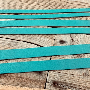 Turquoise Glove Tan Leather Straps - 5-5.5 Ounce - 33 Inches Long - 1/2  3/4 or 1 Inch Wide - Machine Cut- Bag Handles - Stock No. LSL106