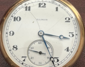 Reloj de bolsillo antiguo de Illinois, 19 joyas, grado 409, años 12, 1918. Algunas obras
