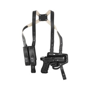 Horizontal Shoulder and Belt Holster with Double Magazine Pouch RH Fits Glock 19 Handmade! Free Extension for Big Body Size! Free Engraving