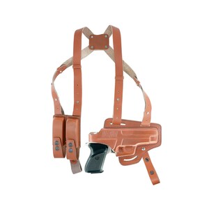 Leather Shoulder and Belt Holster with Double Mag Pouch for Sig Sauer P226 (2in1) Free Engraving